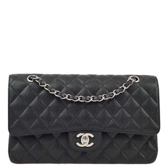 CHANEL Handbags - CHANEL Black Caviar Medium Classic Double Flap Shoulder Bag KK31429